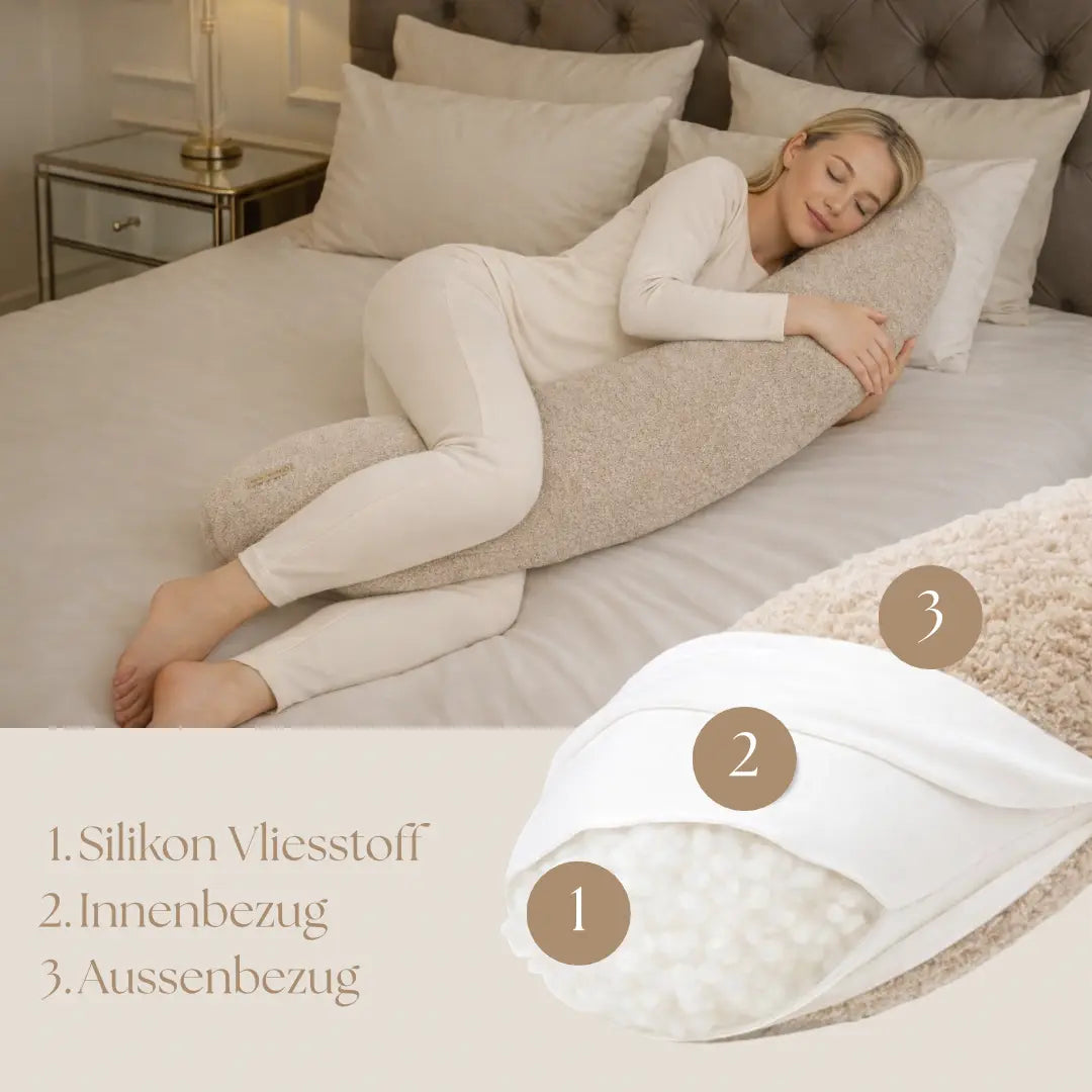 Stillkissen Bouclé XXL - Ergonomisches Still- & Schwangerschaftskissen im Teddy-Look