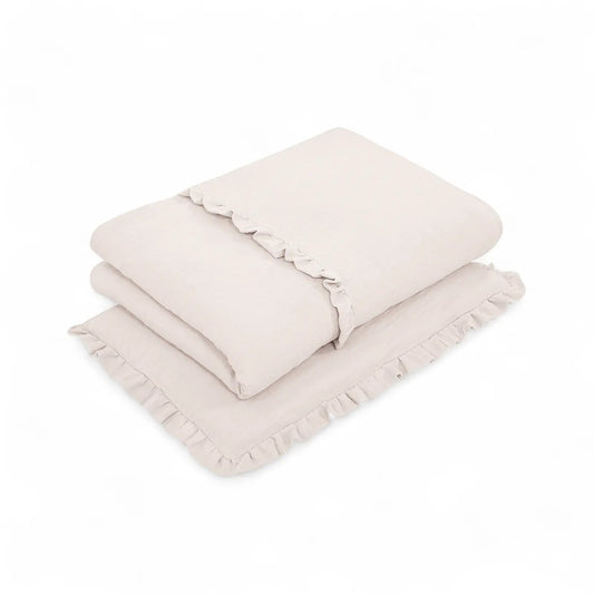 Kinderbettwäsche Musselin Rüschen - 2.5 TOG Bettwäsche-Set mit Kissen & Decke