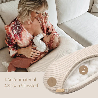 Stillkissen Halbmond Cord - Ergonomisches Still- & Schwangerschaftskissen im modernen Cord-Design