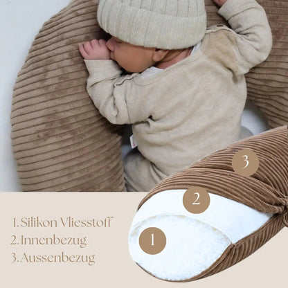 Stillkissen U-Form Cord - Ergonomisches Schwangerschaftskissen mit abnehmbarem Bezug