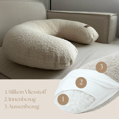 Stillkissen U-Form Bouclé - Ergonomisches Halbmond-Stillkissen aus weichem Teddystoff