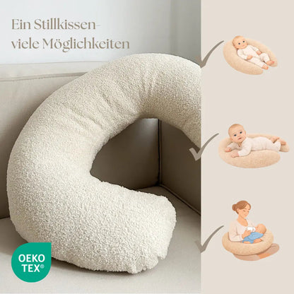 Stillkissen U-Form Bouclé - Ergonomisches Halbmond-Stillkissen aus weichem Teddystoff