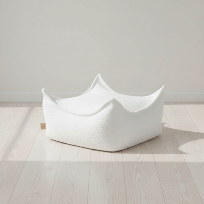 MeowBaby Sitzpouf Quadratisch Bouclé Creme-Weiss