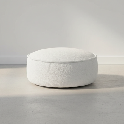 MeowBaby Sitzpouf Rund Bouclé Creme-Weiss