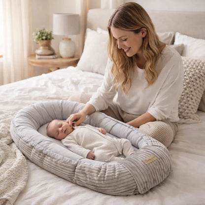 Babynest Cord creme - Mitwachsendes Kuschelnestchen & Reisebett ab Geburt