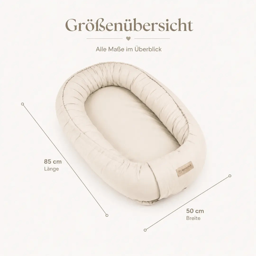 Babynest Baumwolle Beige - Mitwachsender Baby-Kokon aus weicher Baumwolle