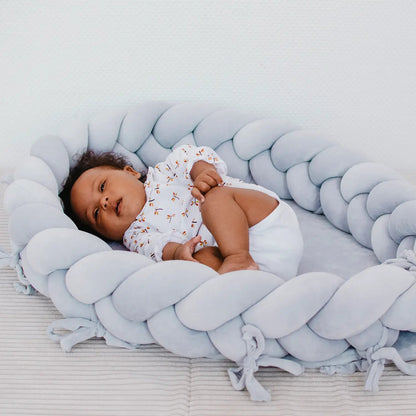 Babynest & Bettschlange 2in1 Velours - Mitwachsendes Kuschelnest & Bettumrandung