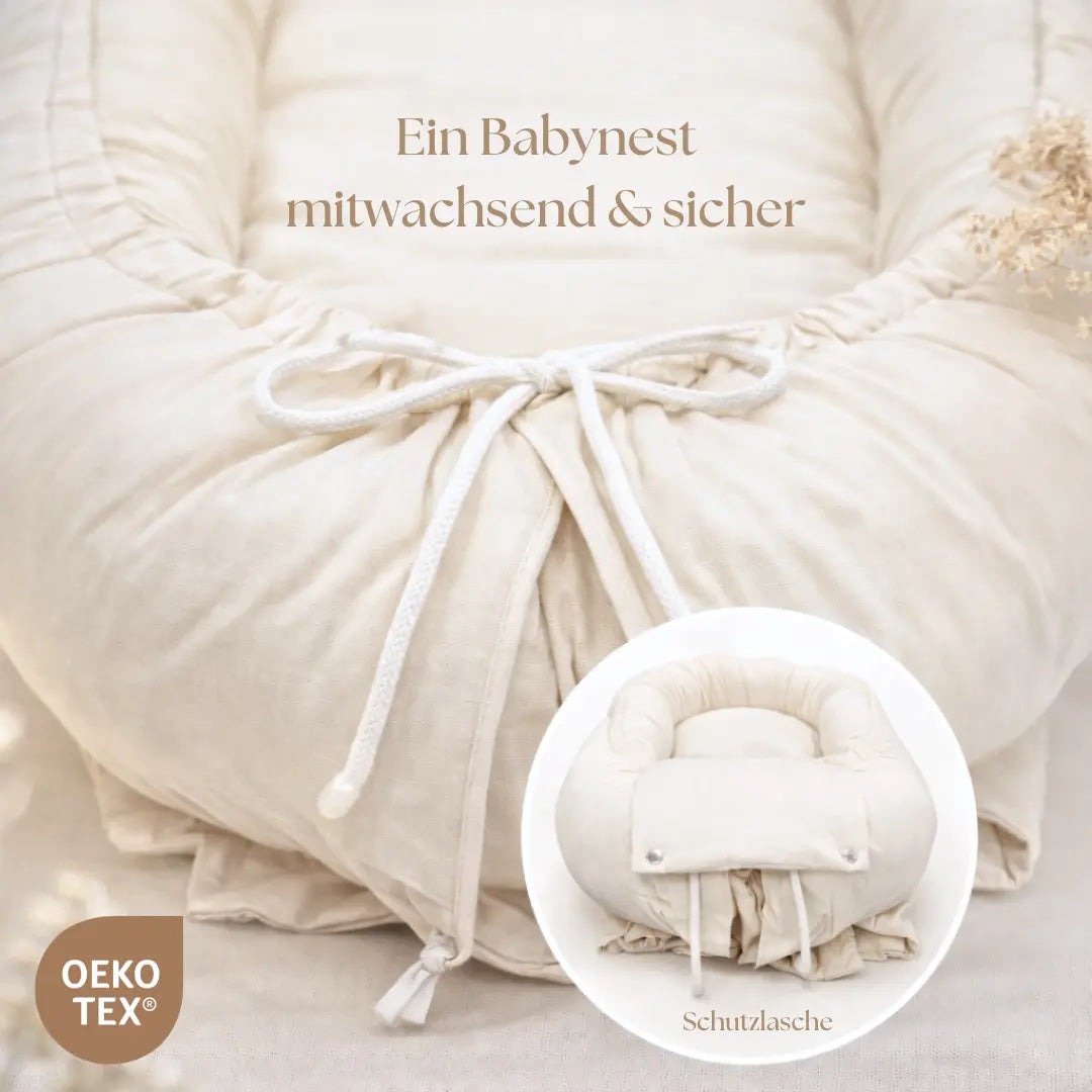 Babynest Cord creme - Mitwachsendes Kuschelnestchen & Reisebett ab Geburt