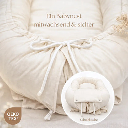 Babynest Cord creme - Mitwachsendes Kuschelnestchen & Reisebett ab Geburt