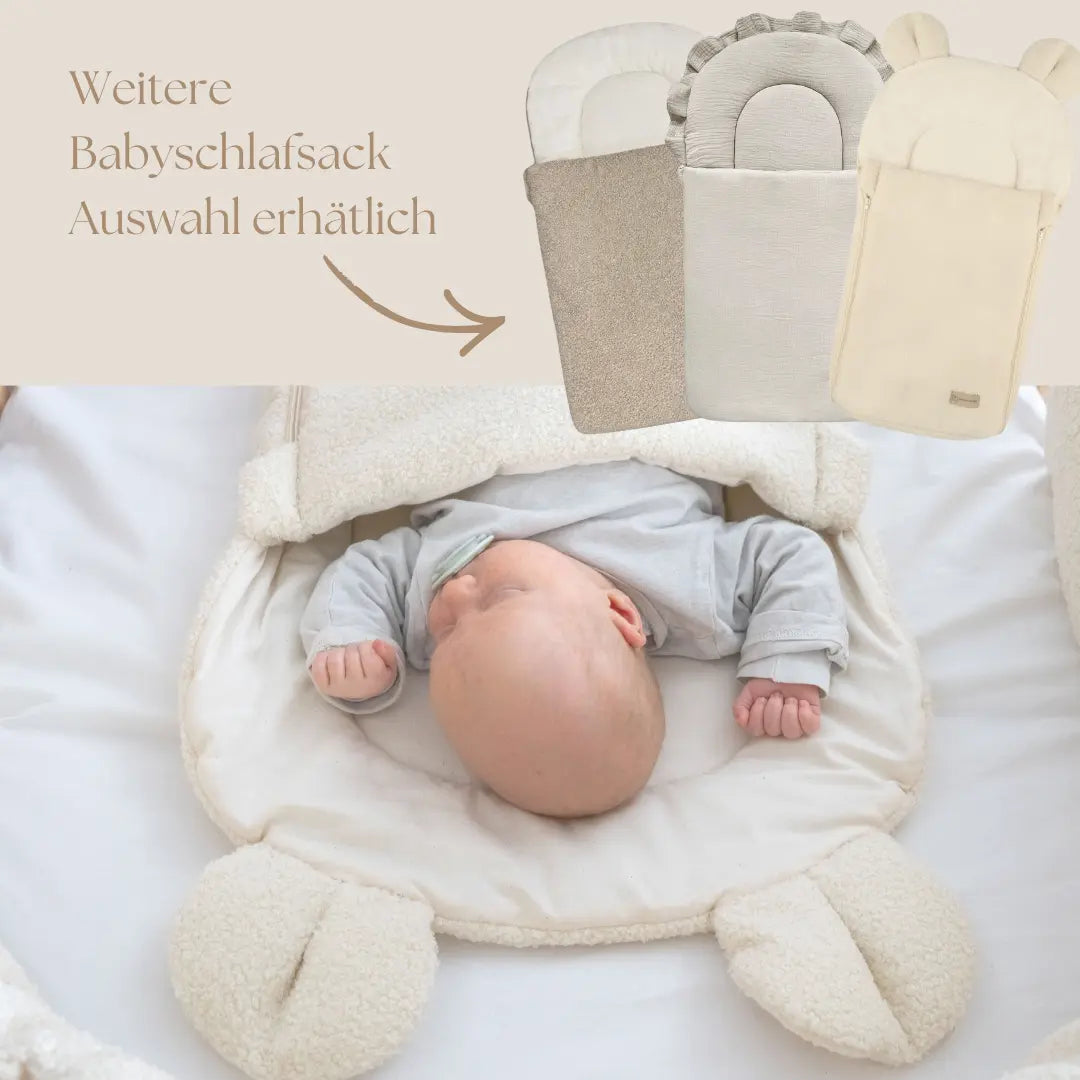 Babyschlafsack Teddyohren Bouclé - 2.5 TOG Ganzjahres-Schlafsack aus Bio-Baumwolle