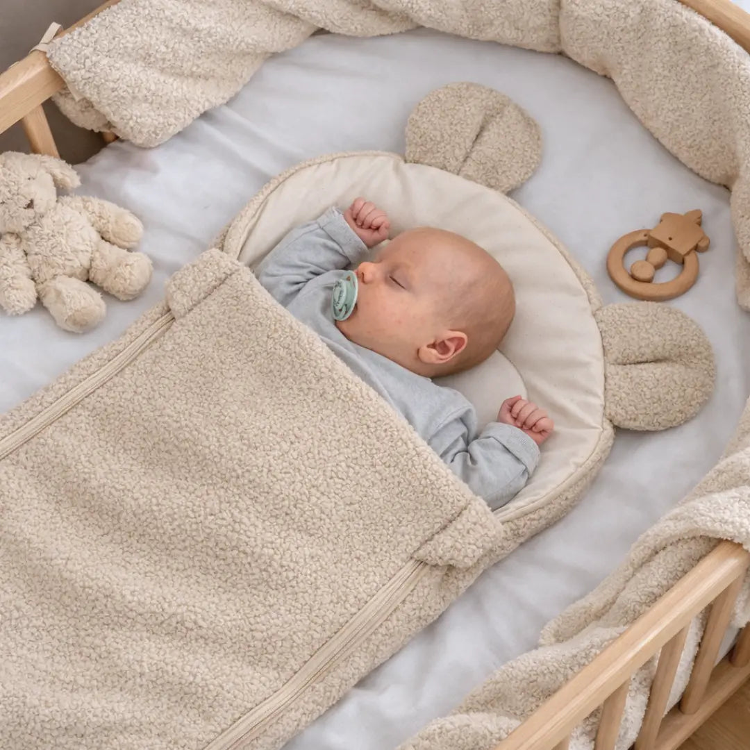 Babyschlafsack Teddyohren Bouclé - 2.5 TOG Ganzjahres-Schlafsack aus Bio-Baumwolle
