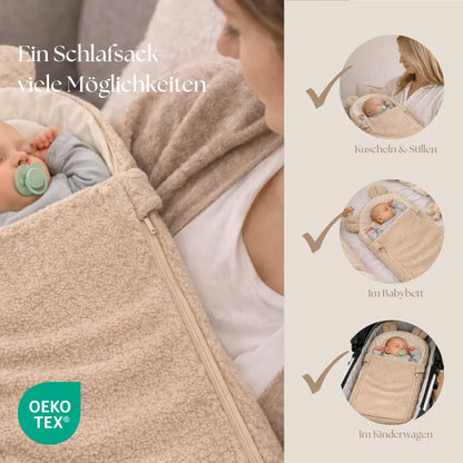 Babyschlafsack Teddyohren Bouclé - 2.5 TOG Ganzjahres-Schlafsack aus Bio-Baumwolle