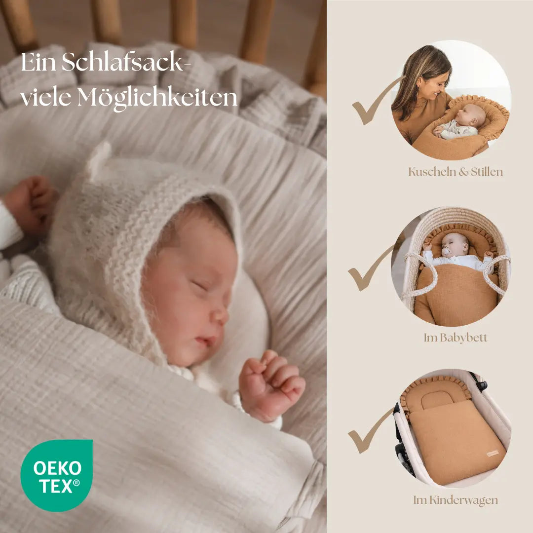 Babyschlafsack Dreamy Musselin - 2.5 TOG Ganzjahres-Schlafsack mit Rüschenkrone