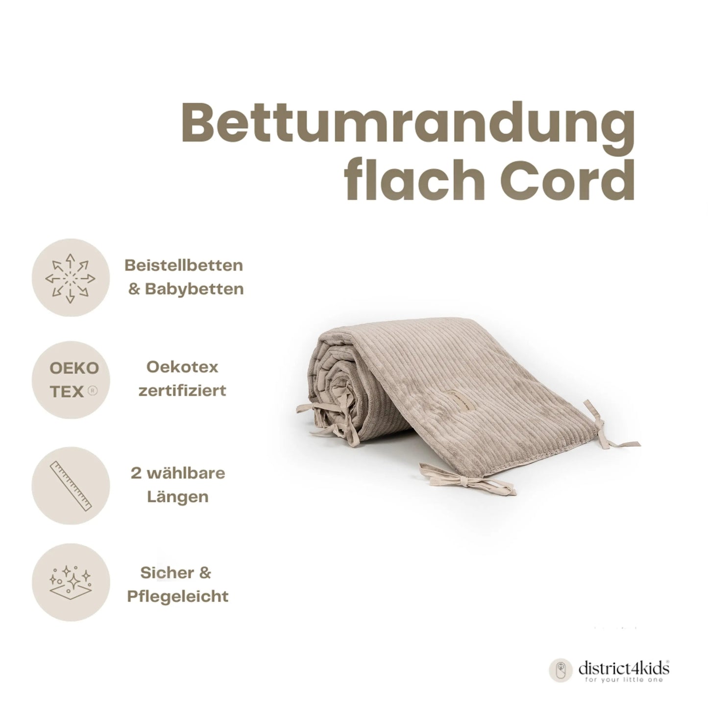 Bettumrandung Cord - Modernes Wendemodell für Beistellbett und Babybett