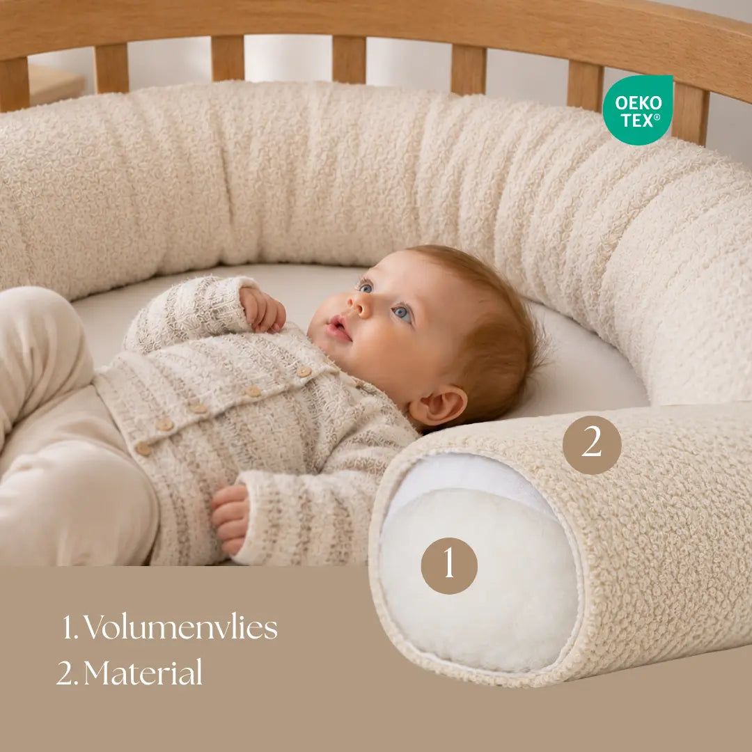 Bettschlange einsträngig Bouclé - Kuschelige 3-in-1 Bettumrandung aus weichem Teddystoff