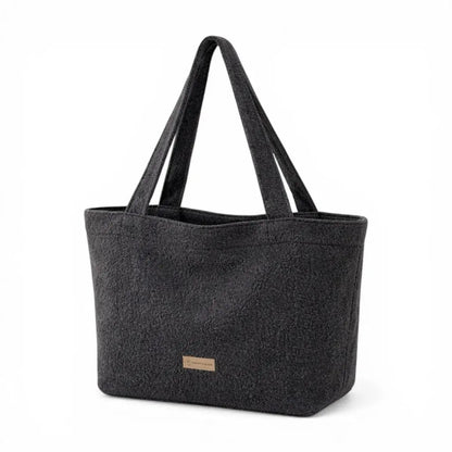 Mom Bag Bouclé Creme - Großer Teddy-Shopper für den Kinderwagen