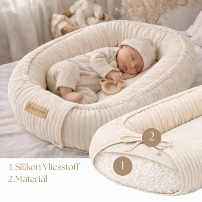 Babynest Cord creme - Mitwachsendes Kuschelnestchen & Reisebett ab Geburt
