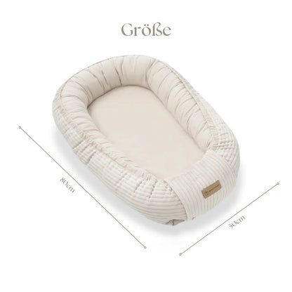 Babynest Cord creme - Mitwachsendes Kuschelnestchen & Reisebett ab Geburt