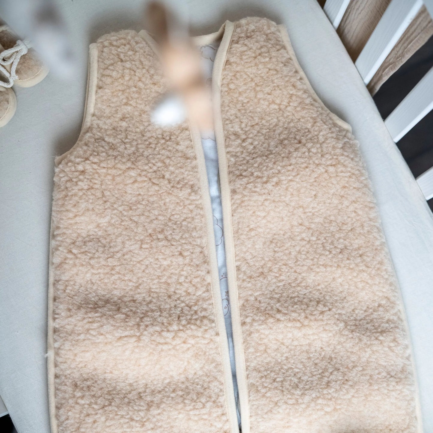 Babyschlafsack Merinowolle Wollwalk - 3.5 TOG Winterschlafsack mit Teddy-Futter