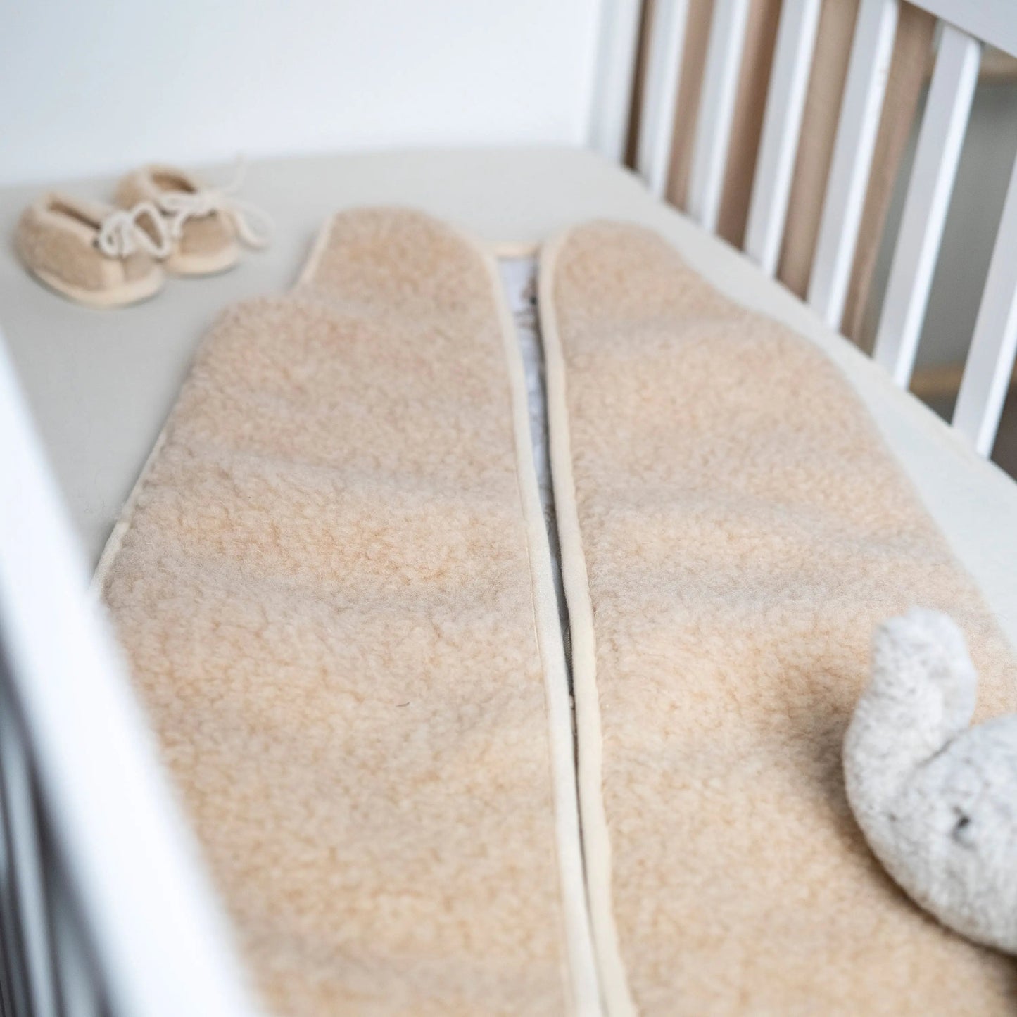 Babyschlafsack Merinowolle Wollwalk - 3.5 TOG Winterschlafsack mit Teddy-Futter