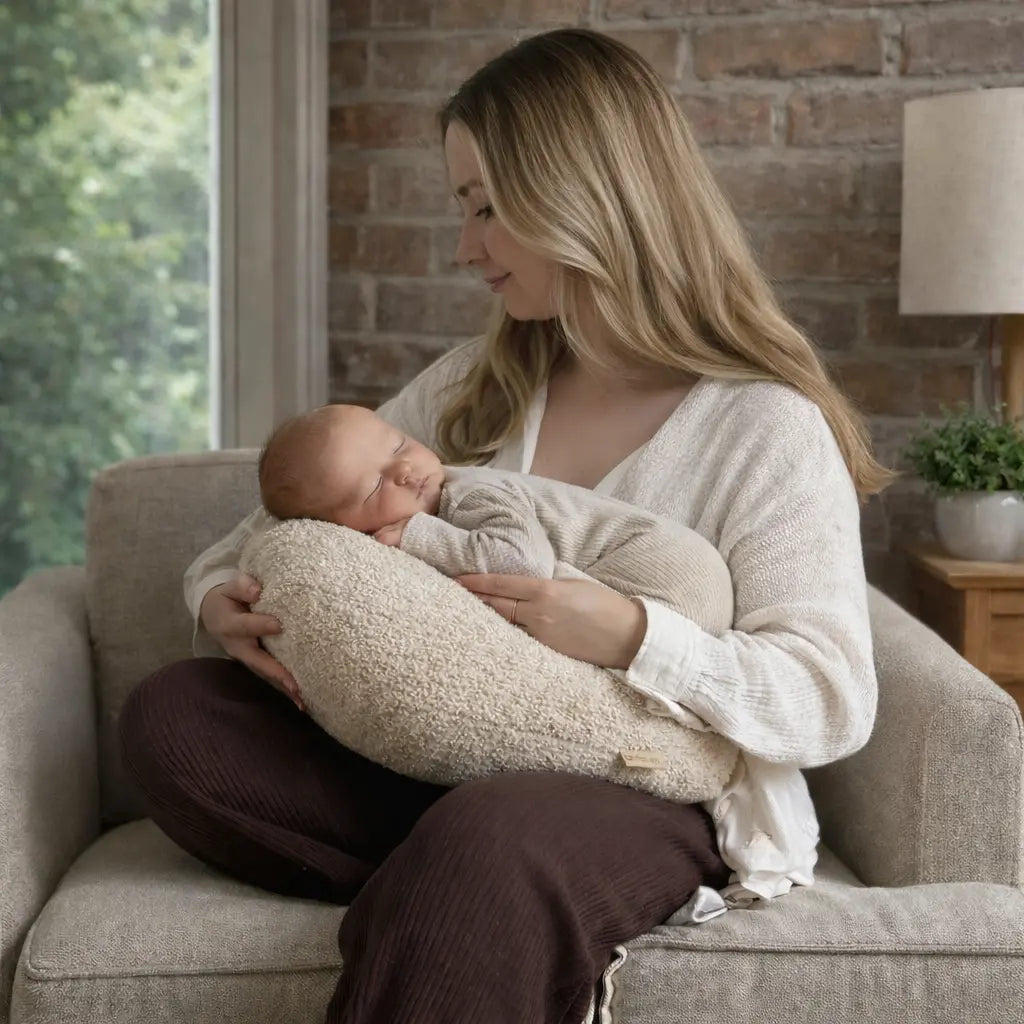 Stillkissen U-Form Bouclé - Ergonomisches Halbmond-Stillkissen aus weichem Teddystoff
