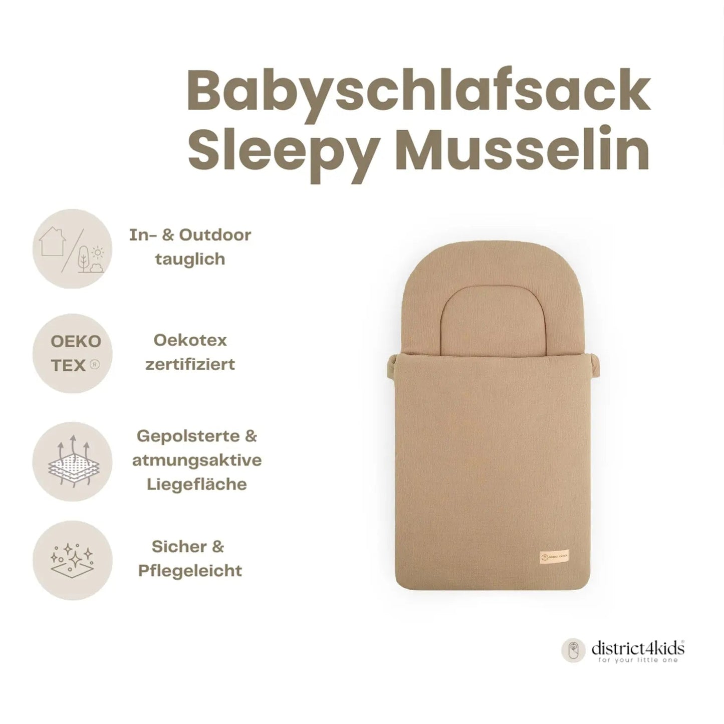 Babyschlafsack Sleepy Musselin - 2.5 TOG Ganzjahres-Schlafsack ab Geburt