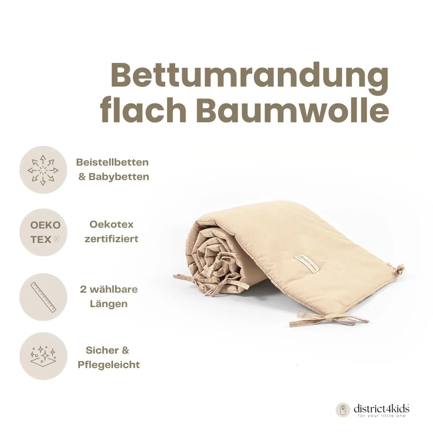 Bettumrandung Baumwolle - Klassischer Nestchen-Schutz für Babybett & Beistellbett