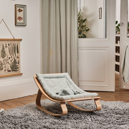 LEVO Design-Babywippe – Wippe aus Echtholz (Bio-Baumwolle)