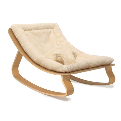 LEVO Design-Babywippe – Wippe aus Echtholz (Bio-Baumwolle)
