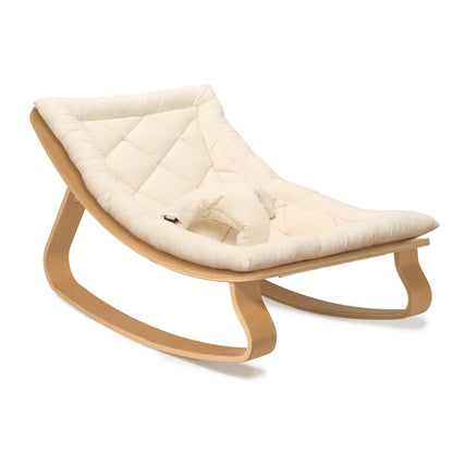 LEVO Design-Babywippe – Wippe aus Echtholz (Bio-Baumwolle)