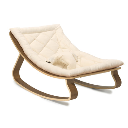 LEVO Design-Babywippe – Wippe aus Echtholz (Bio-Baumwolle)