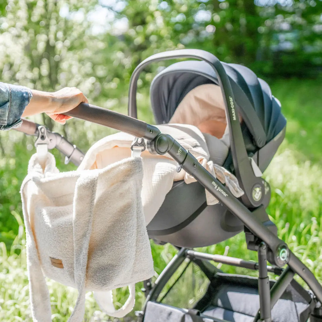 Wickeltasche Bouclé - Geräumige Kinderwagentasche aus weichem Teddystoff