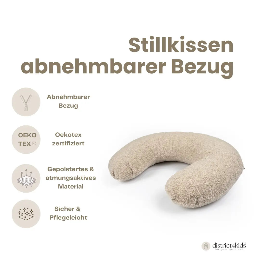 Stillkissen U-Form Bouclé - Ergonomisches Halbmond-Stillkissen aus weichem Teddystoff