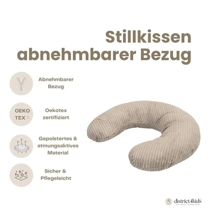 Stillkissen U-Form Cord - Ergonomisches Schwangerschaftskissen mit abnehmbarem Bezug