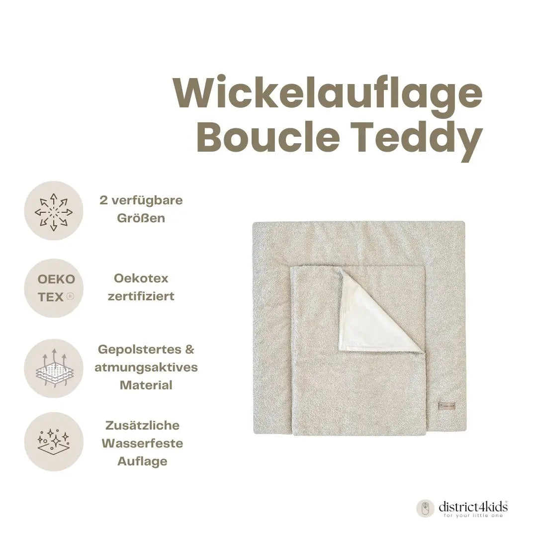 Wickelauflage Bouclé - Weiche Teddy-Wickelmatte inklusive wasserdichter Unterlage