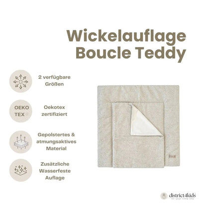 Wickelauflage Bouclé - Weiche Teddy-Wickelmatte inklusive wasserdichter Unterlage