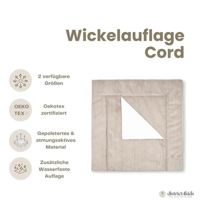 Wickelauflage Cord - Kuschelige Wickelunterlage inklusive wasserdichter Auflage