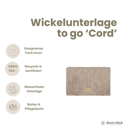 Windeltasche Cord mit Wickelunterlage - Praktische 2-in-1 Wickelunterlage für unterwegs