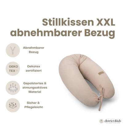 Stillkissen XXL Musselin - Ergonomisches Still- & Schwangerschaftskissen