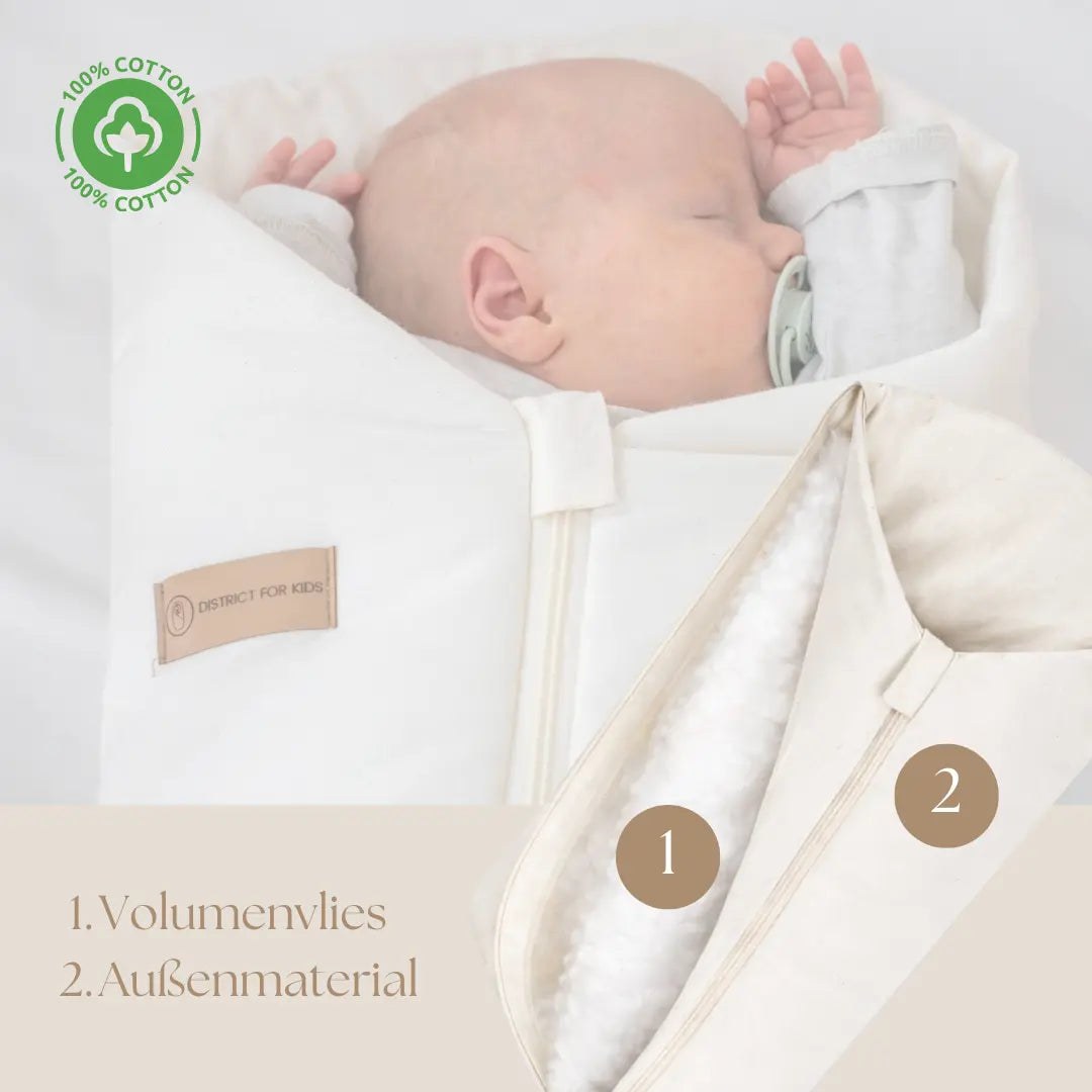 Pucksack Bio-Baumwolle - Mitwachsender Ganzjahres-Babyschlafsack (2.5 TOG)
