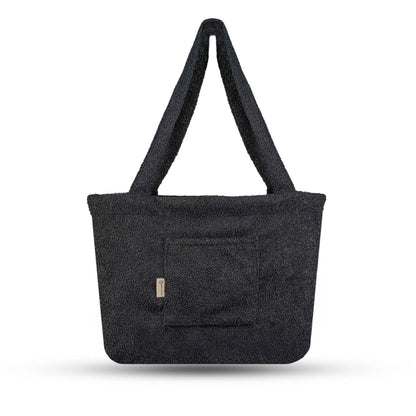 Mom Bag Bouclé Creme - Großer Teddy-Shopper für den Kinderwagen