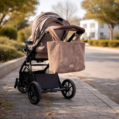 Mom Bag Cord Creme - Großer Cord-Shopper für den Kinderwagen