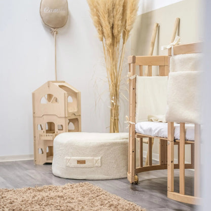 Sitzsack Bouclé mit Stauraum - Teddy-Sitzkissen "Hide & Seat" fürs Kinderzimmer