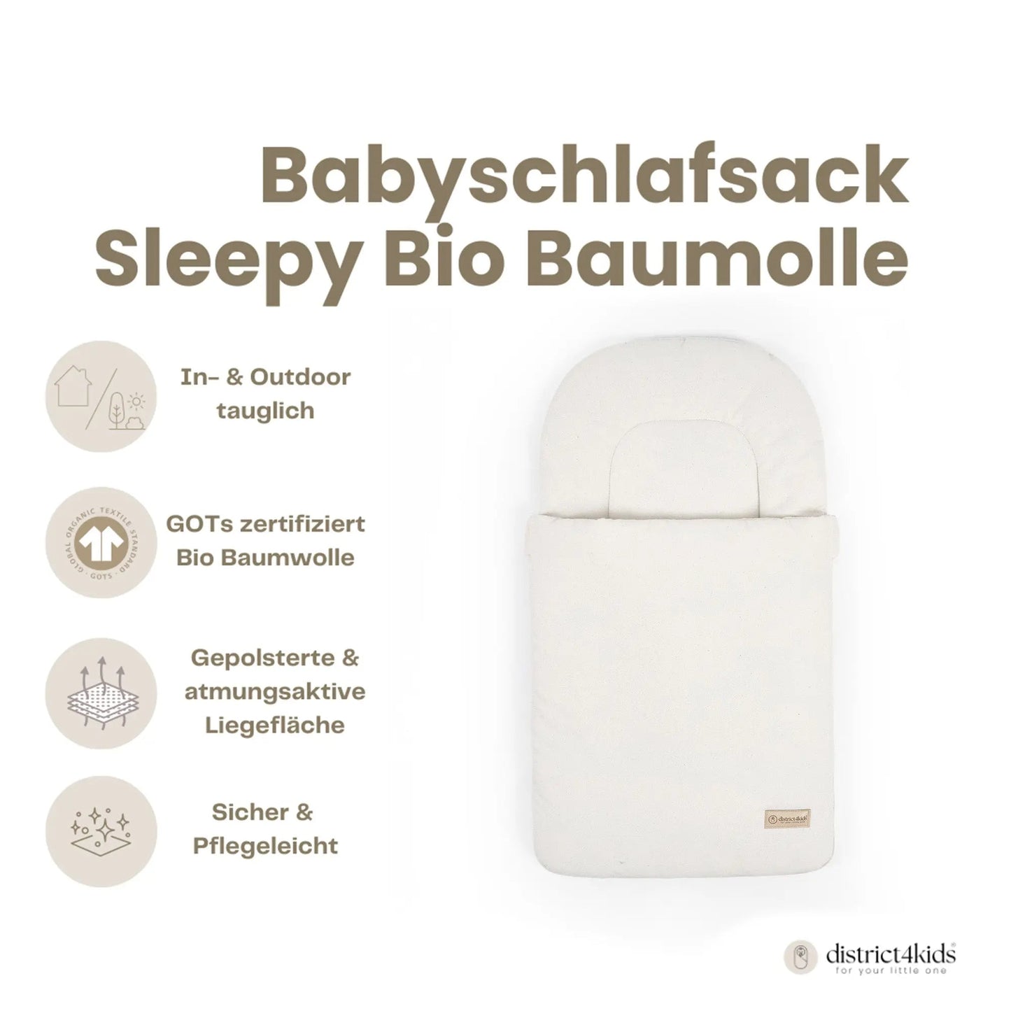 Babyschlafsack Sleepy Bio-Baumwolle - Schlichter Ganzjahres-Schlafsack (2.5 TOG)