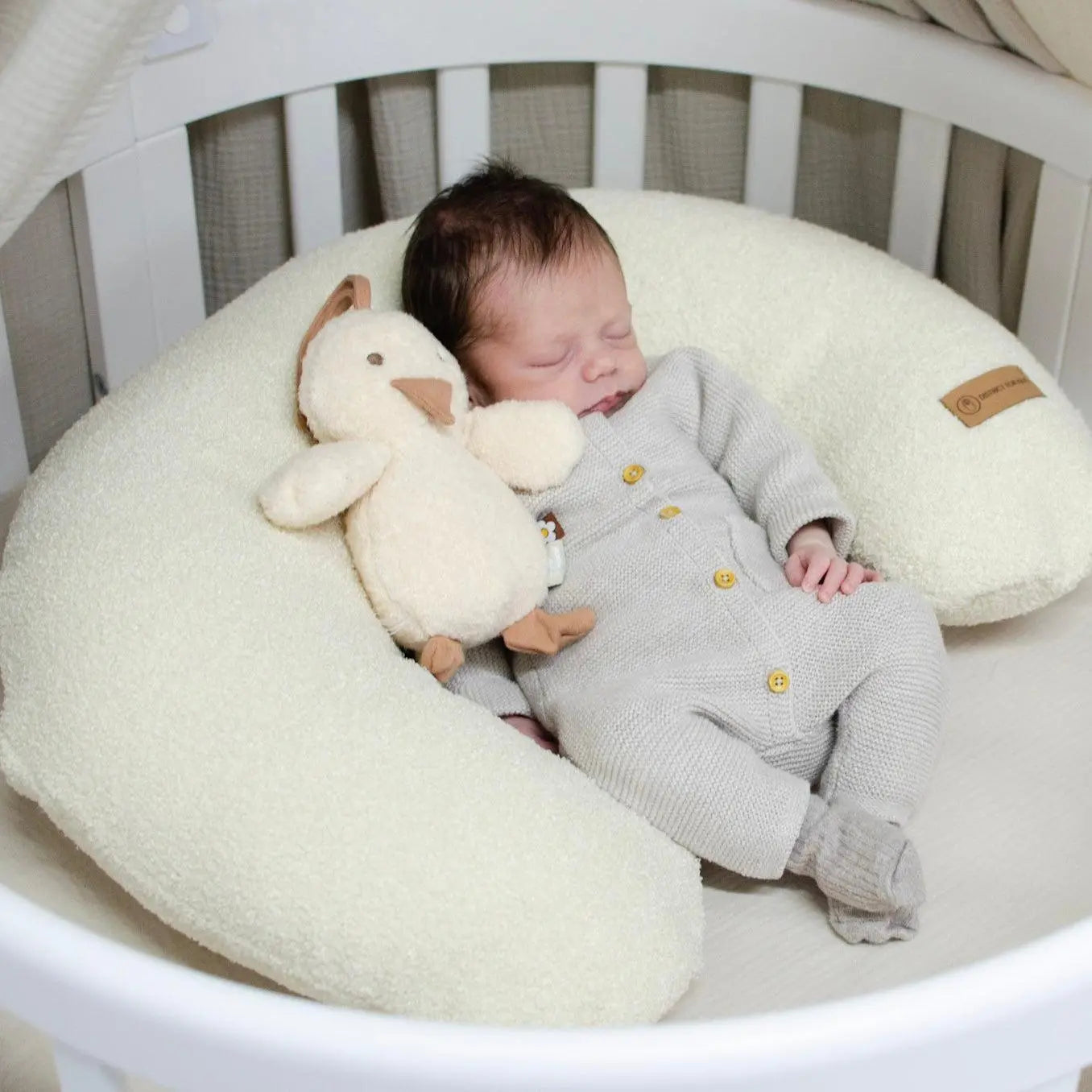 Stillkissen U-Form Bouclé - Ergonomisches Halbmond-Stillkissen aus weichem Teddystoff