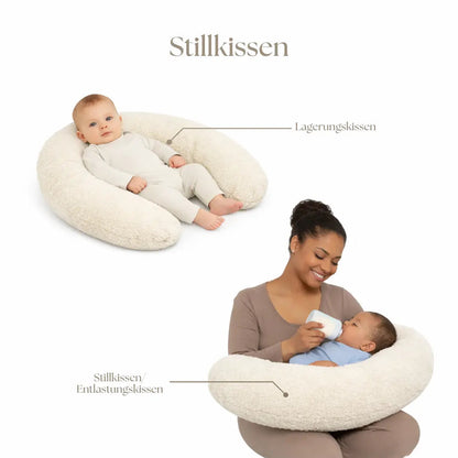 Stillkissen U-Form Bouclé - Ergonomisches Halbmond-Stillkissen aus weichem Teddystoff