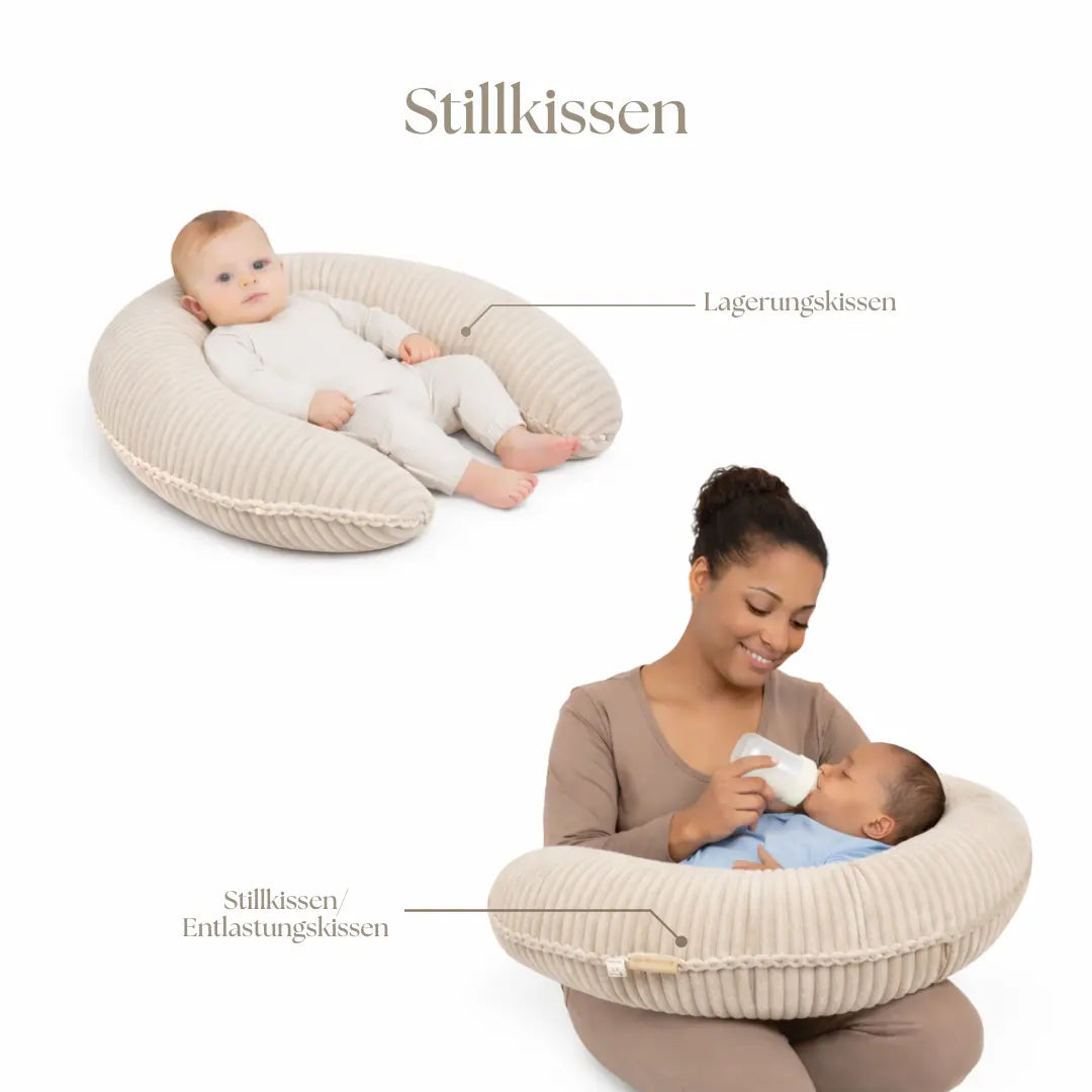 Stillkissen Halbmond Cord - Ergonomisches Still- & Schwangerschaftskissen im modernen Cord-Design