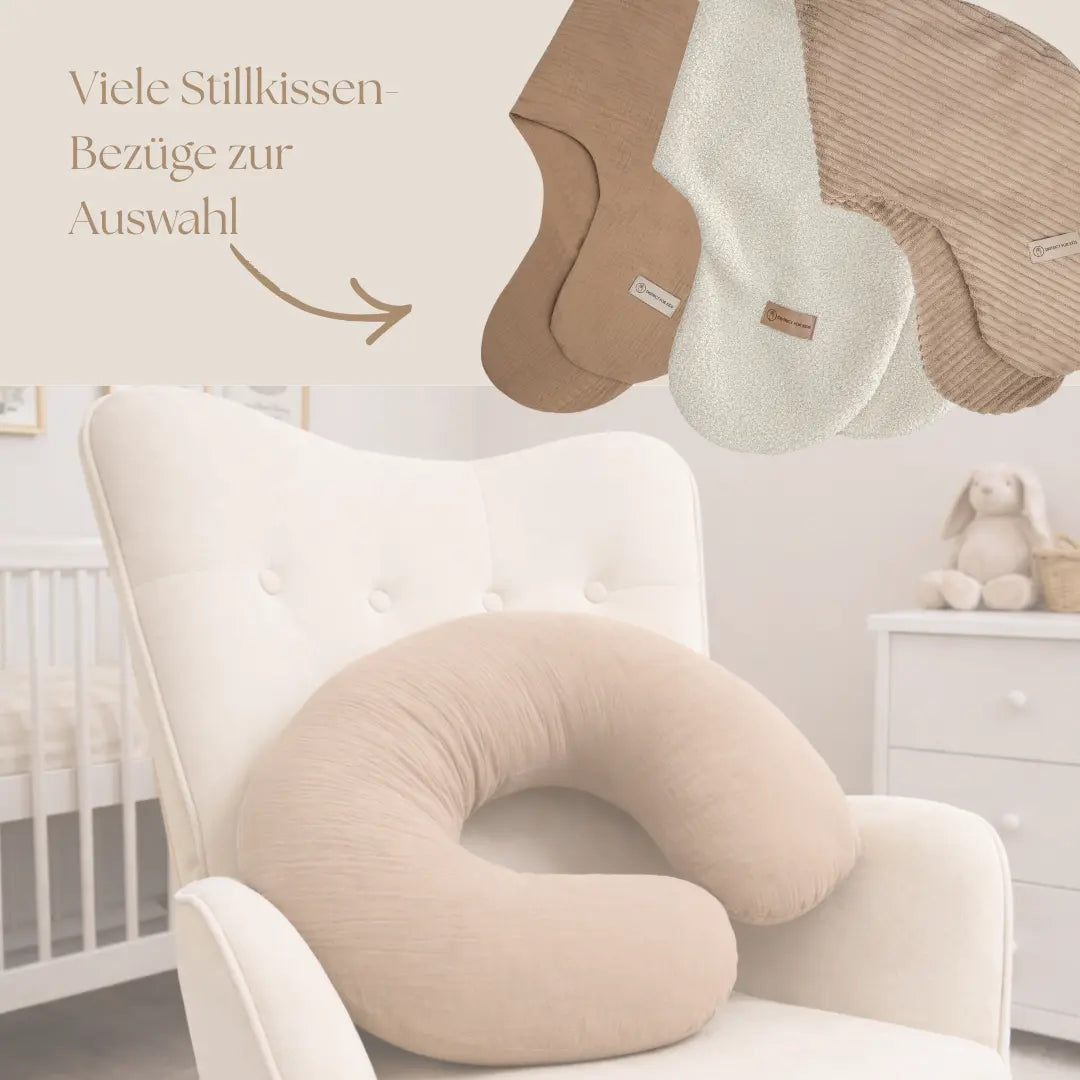 Stillkissen U-Form Musselin - Ergonomisches Schwangerschafts- & Stillkissen mit abnehmbarem Bezug