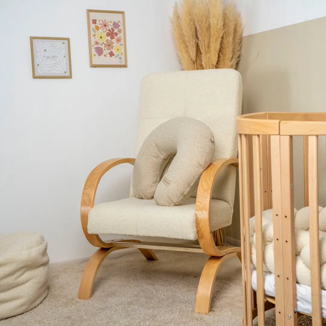 Stillkissen U-Form Bouclé - Ergonomisches Halbmond-Stillkissen aus weichem Teddystoff