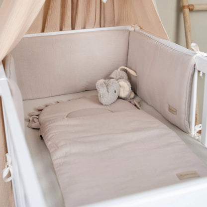 Bettumrandung Musselin - Weicher Nestchen-Schutz für Babybett & Beistellbett